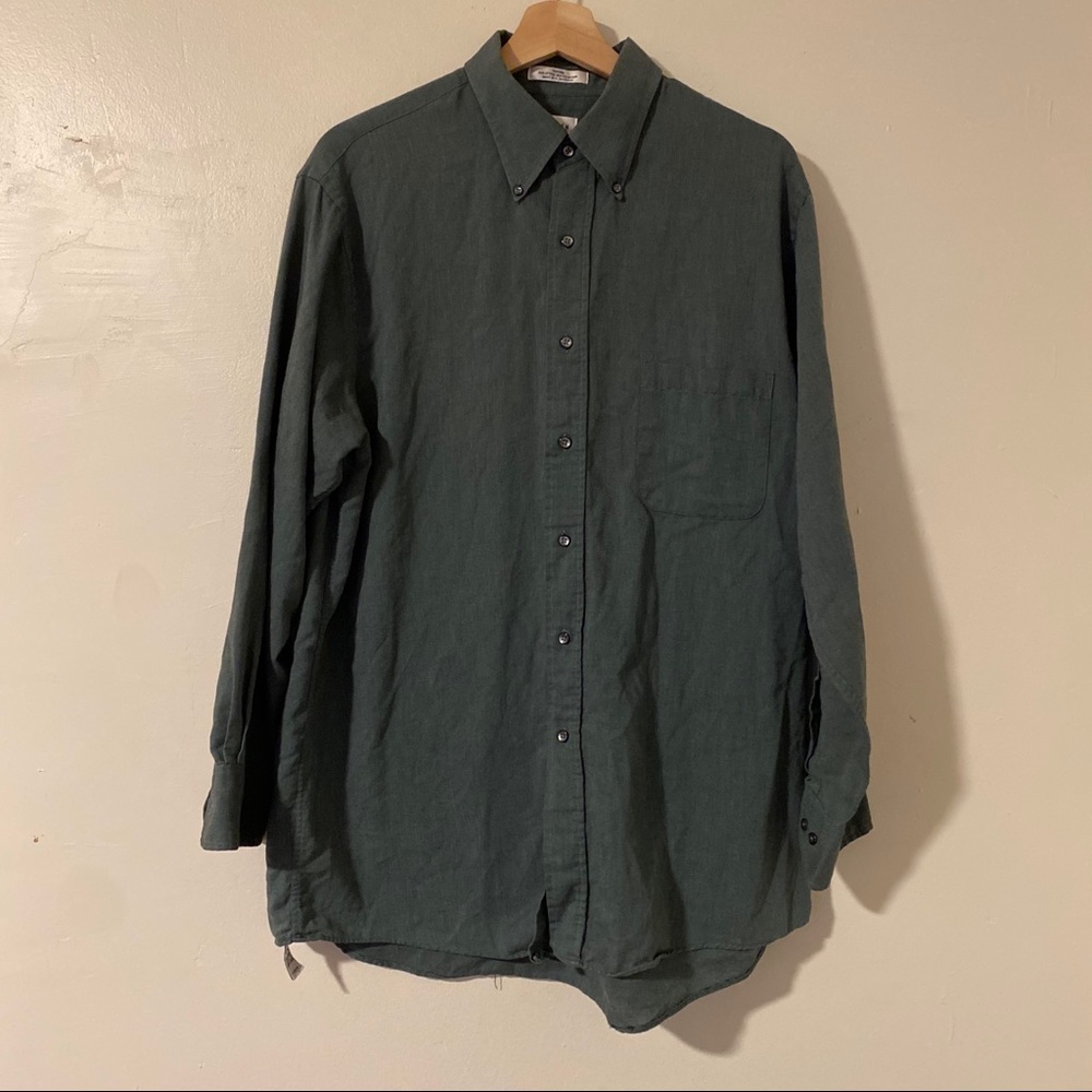 Van Heusen Oxford Button Down Green Size 16.5